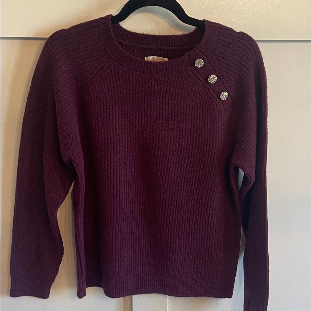 Knox Rose Maroon Sweater with Button Accents